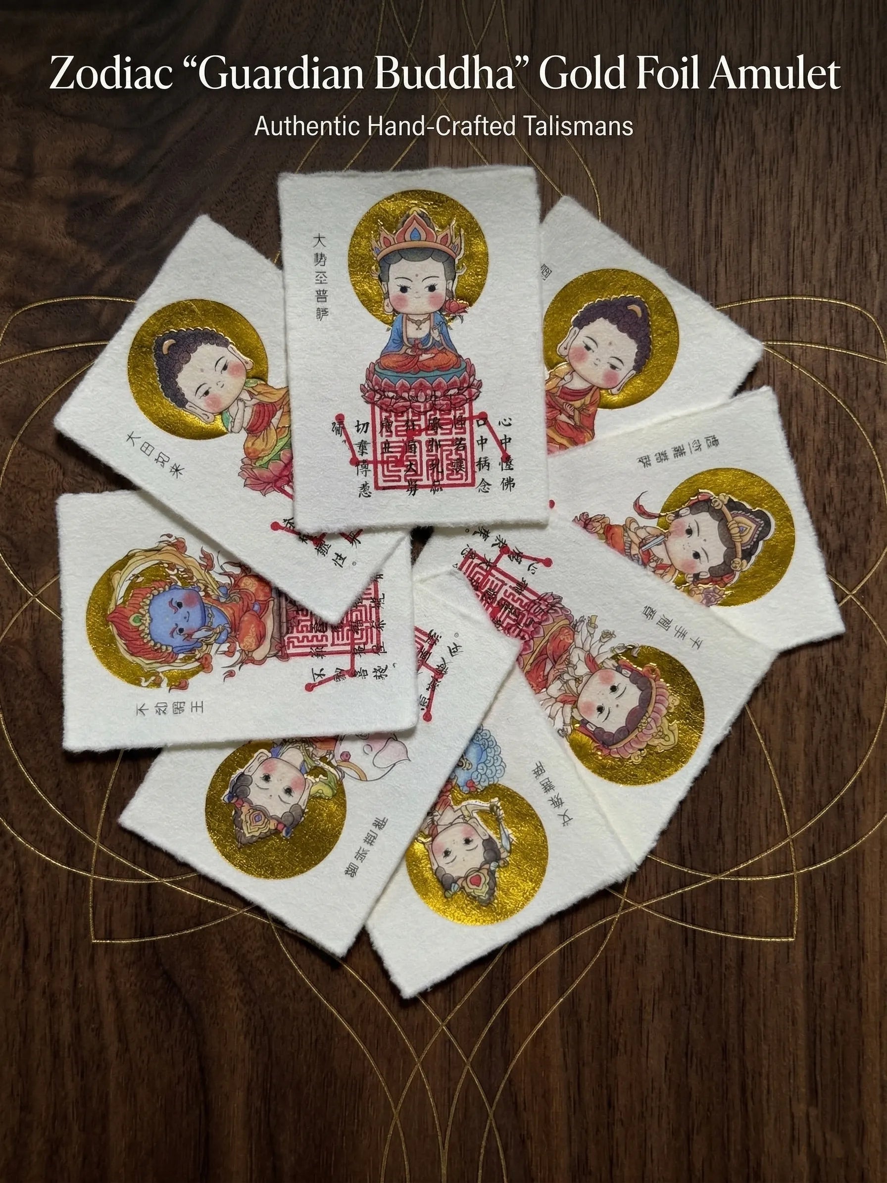 Zodiac "Guardian Buddha" Gold Foil Amulet | Lifetime Protector Card