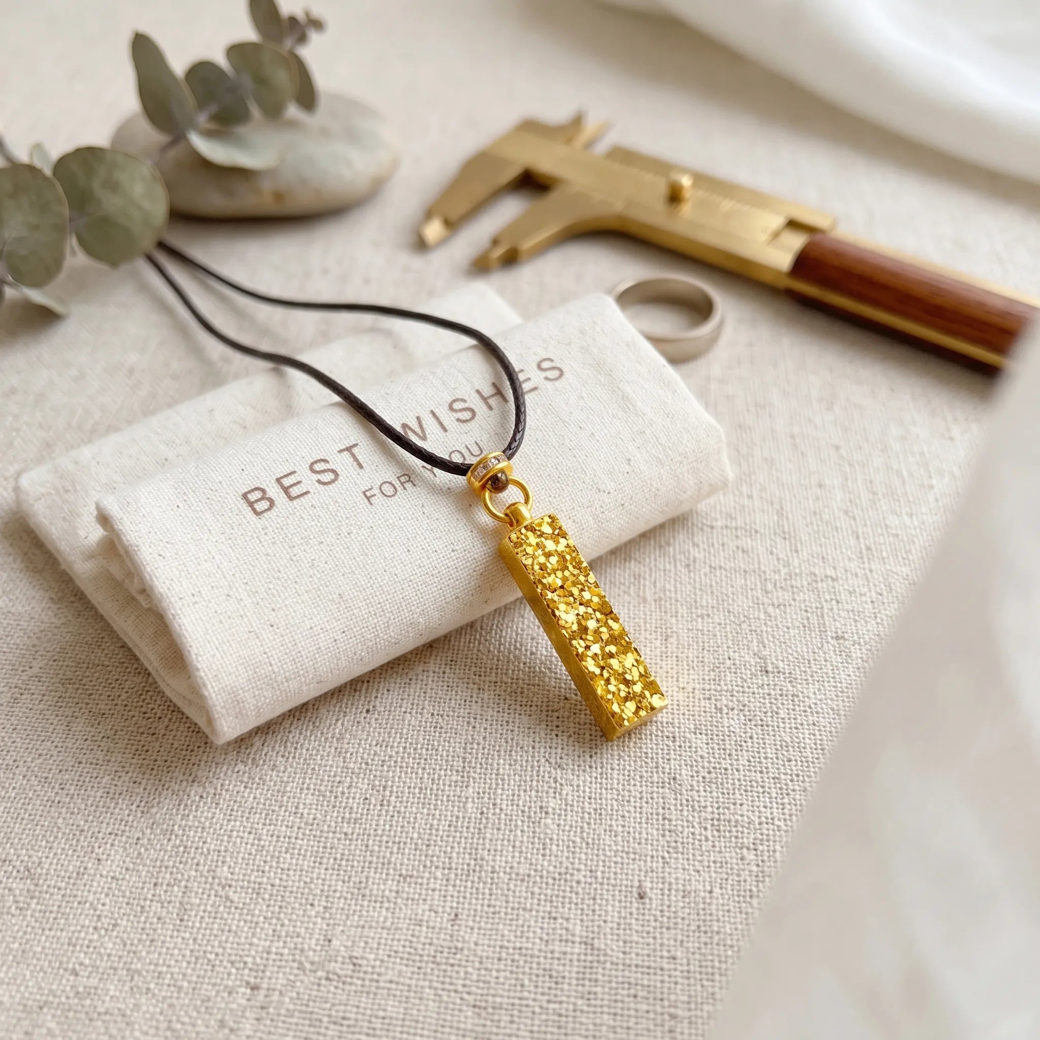 The "Abundance Magnet" | Crushed Ice Gold Bar Manifestation Necklace