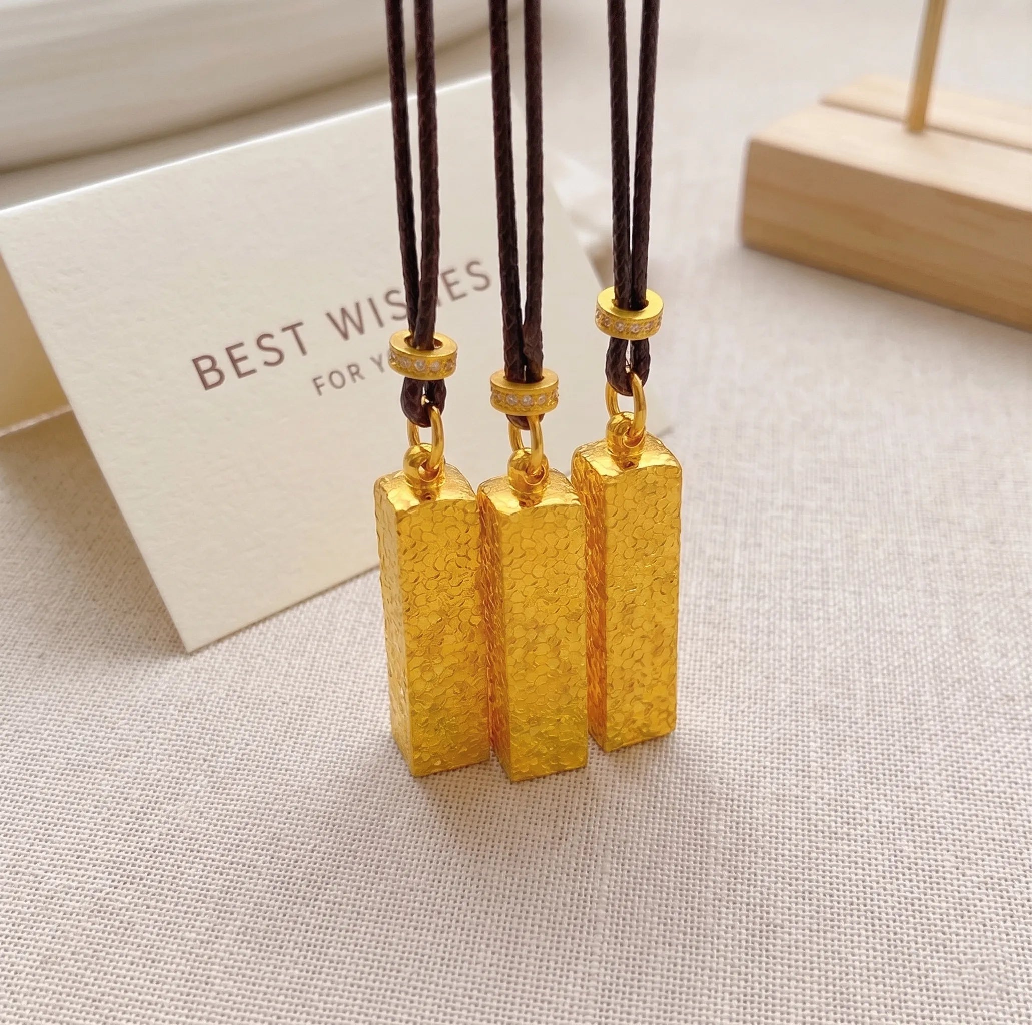 The "Abundance Magnet" | Crushed Ice Gold Bar Manifestation Necklace
