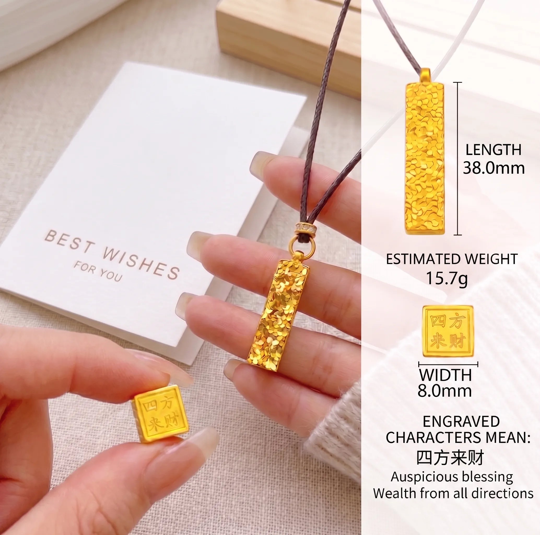 The "Abundance Magnet" | Crushed Ice Gold Bar Manifestation Necklace