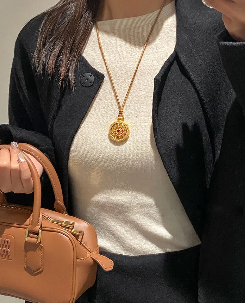 The "Sacred Compass" | Spinning Rose Window Medallion Necklace