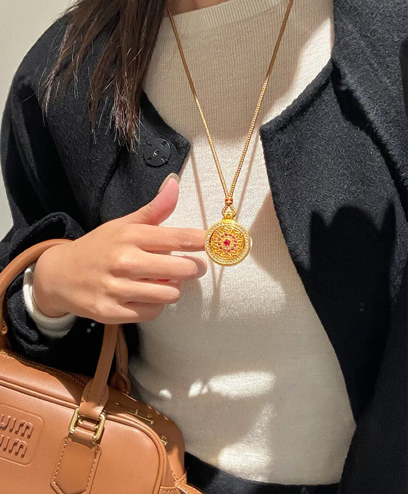 The "Sacred Compass" | Spinning Rose Window Medallion Necklace