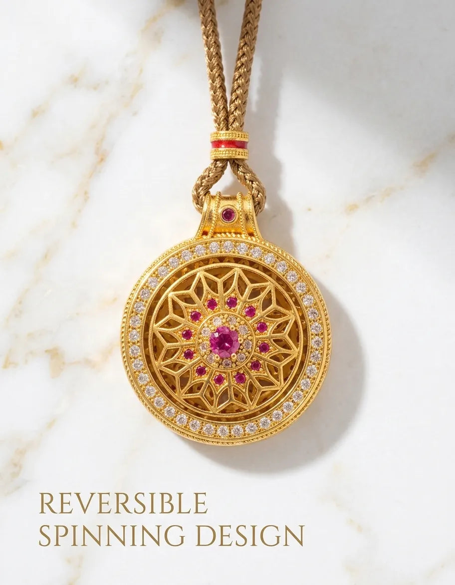 The "Sacred Compass" | Spinning Rose Window Medallion Necklace