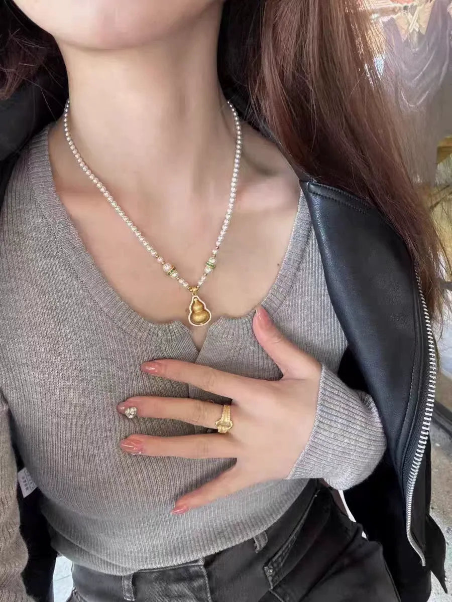 The "Divine Healer" | Spinning Hu Lu & Pearl Protection Necklace