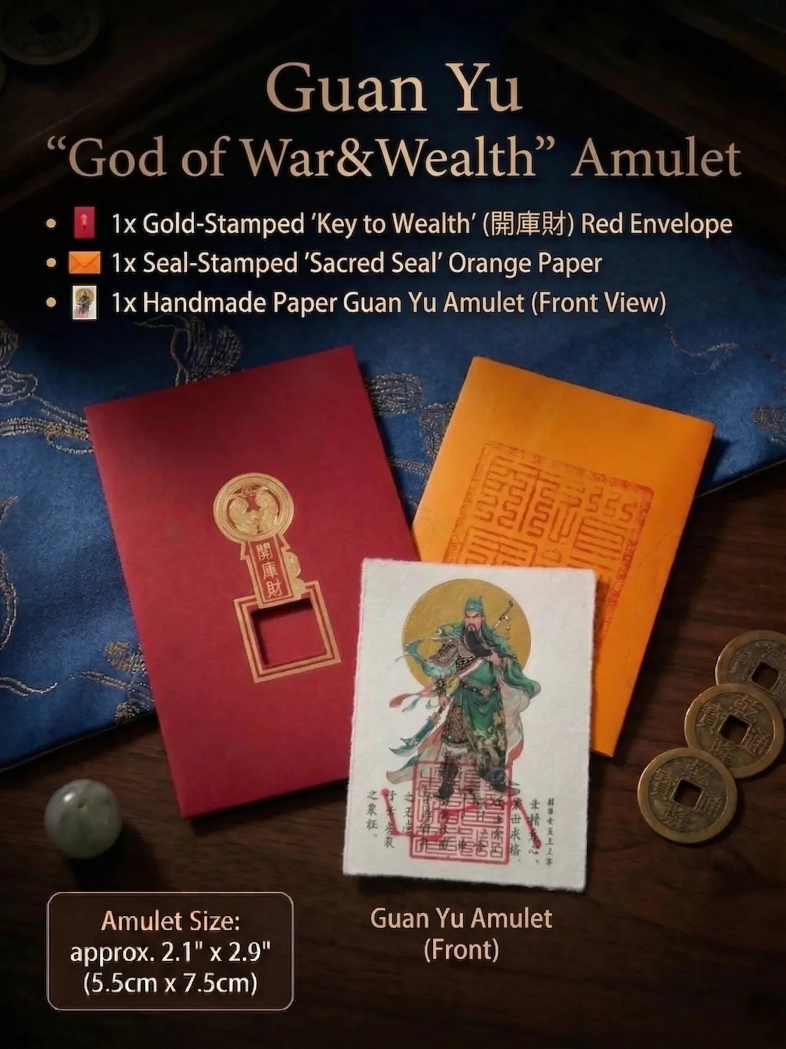 Guan Yu "God of War & Wealth" Amulet | Ultimate Protection & Success Gold Foil Card - IntoKarma