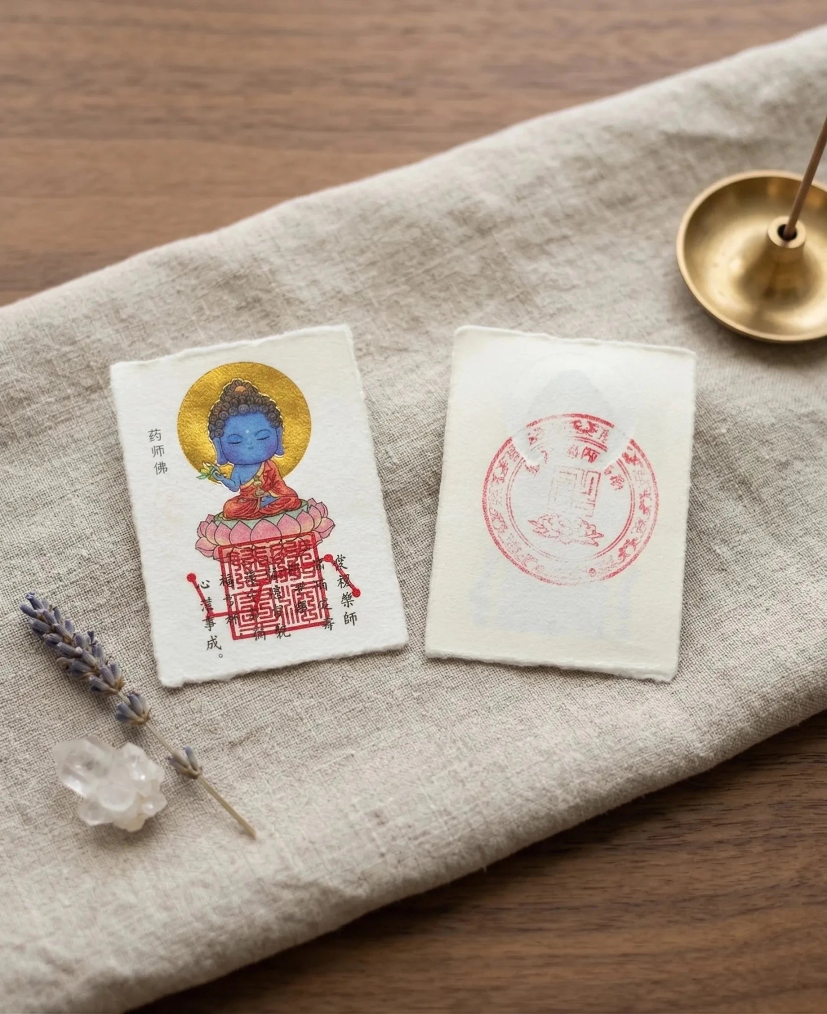 Medicine Buddha "The Supreme Healer" Amulet | Health, Wellness & Longevity Gold Foil Card - IntoKarma